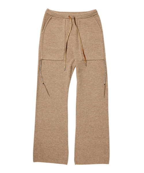 BEADS FRINGED KNIT PANTS