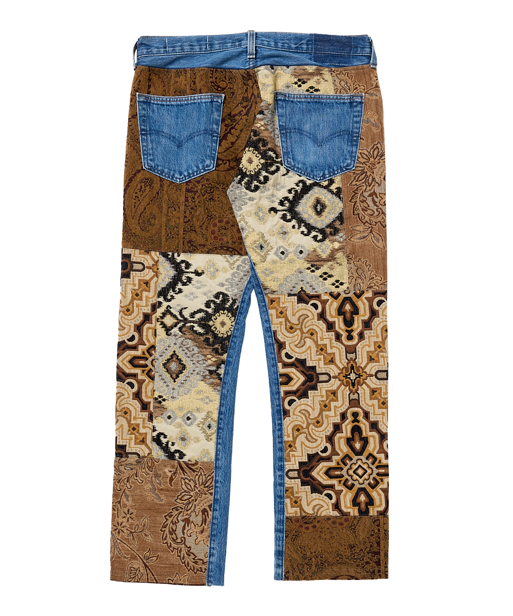 ★FANCY CLUB★ VINTAGE DENIM PANT 2Color 90s Cavalli Sky Blue Floral Stretch Jeans Romantic Dreamy
