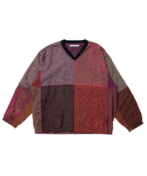 VINTAGE BANDANA PATCHWORK PULLOVER LS