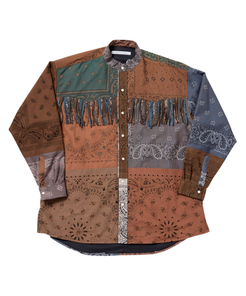 BANDANA PATCH WORK FRINGE SHIRTS LS